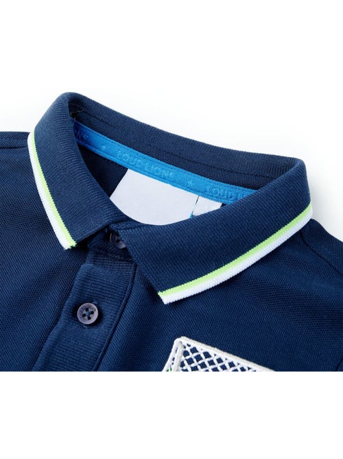 Polo enfant en coton brodé nuit col côtelé à 3 boutons - vidaxl - Kiabi
