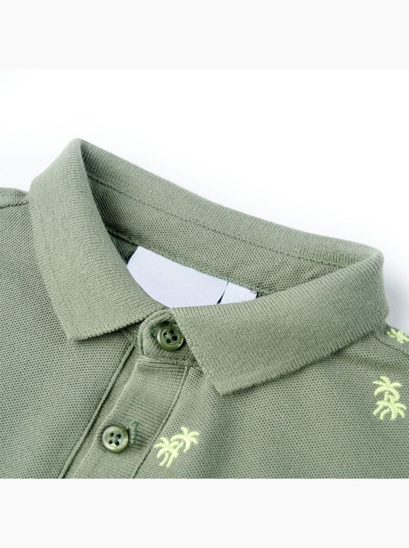 Polo enfant en coton motif palmier brodé intégral - vidaxl Vert - Kiabi