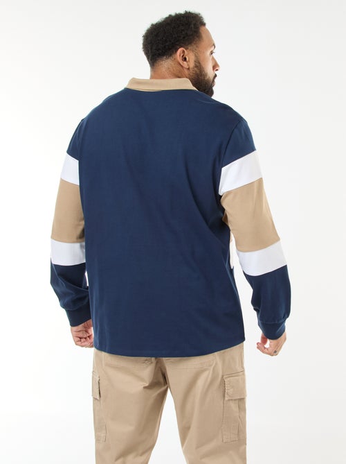 Polo esprit color block à manches longues - Kiabi