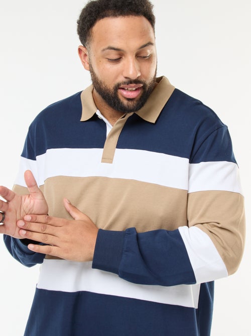 Polo esprit color block à manches longues - Kiabi