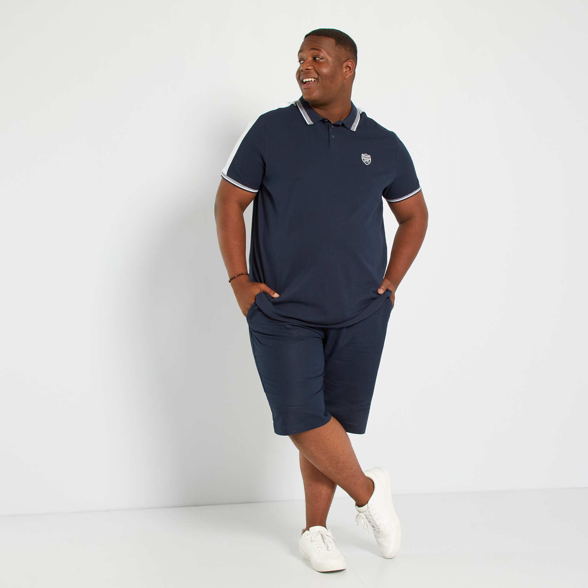 Polo esprit rugby Grande taille homme bleu gris Kiabi 15,00€