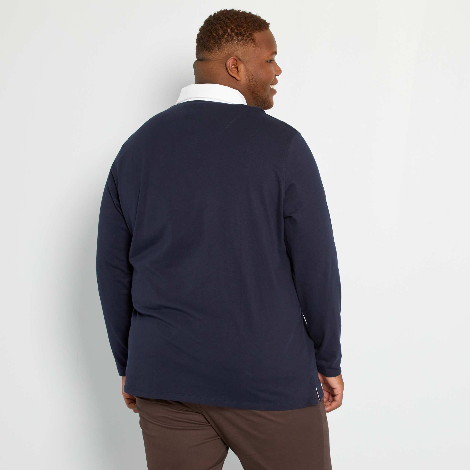 Polo esprit rugby Grande taille homme rouge brique/blanc Kiabi 18,00€