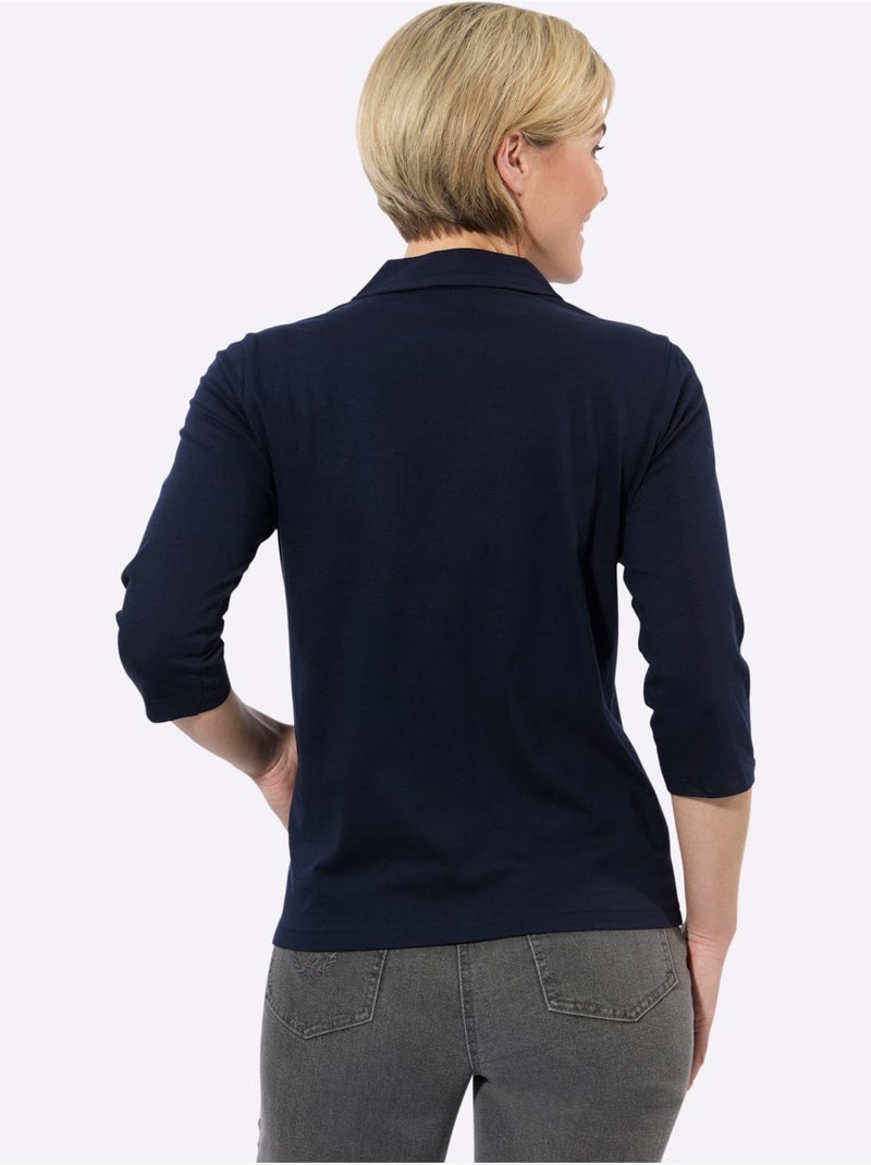 Polo Finitions Contrastées - Taille Standard - Witt Bleu marine - Kiabi