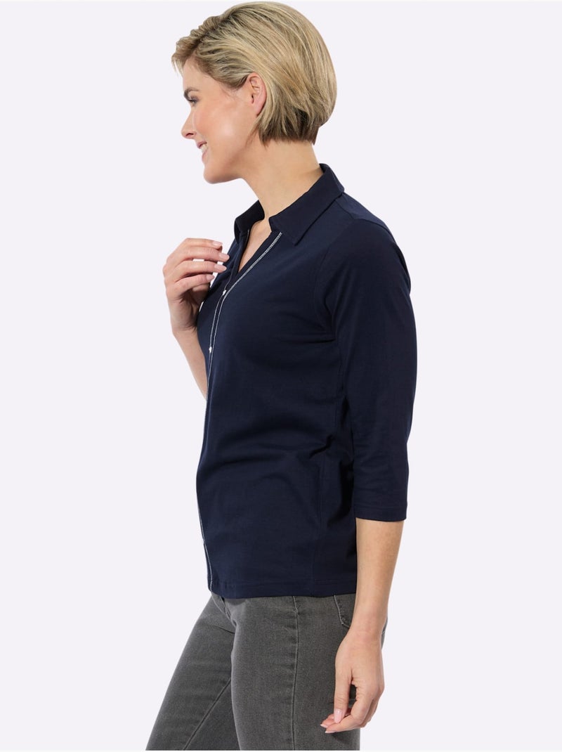 Polo Finitions Contrastées - Taille Standard - Witt Bleu marine - Kiabi
