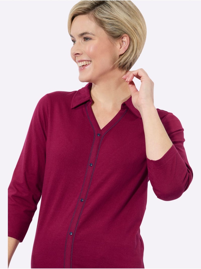 Polo Finitions Contrastées - Taille Standard - Witt Mauve - Kiabi