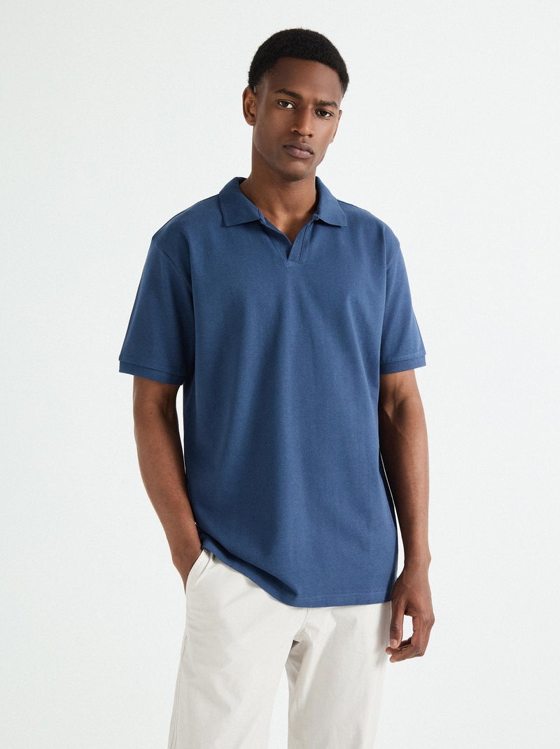 Polo gaufré MO Fashion Bleu - Kiabi