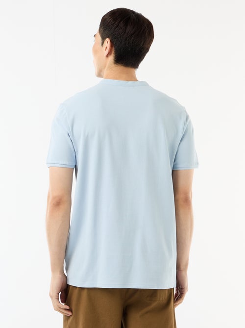 Polo homme à manches courtes en maille piquée à col tunisien - Kiabi