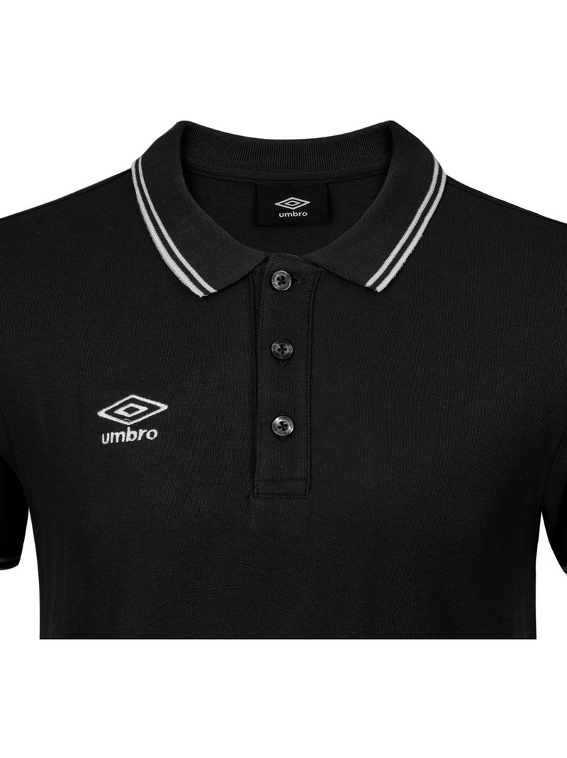 Polo homme bicolore en coton pique avec logo brodé 802210 umbro Noir - Kiabi