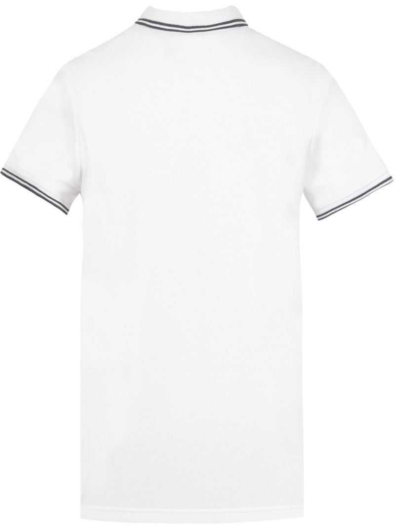 Polo homme bicolore en coton pique avec logo brodé 806450 Umbro Blanc - Kiabi
