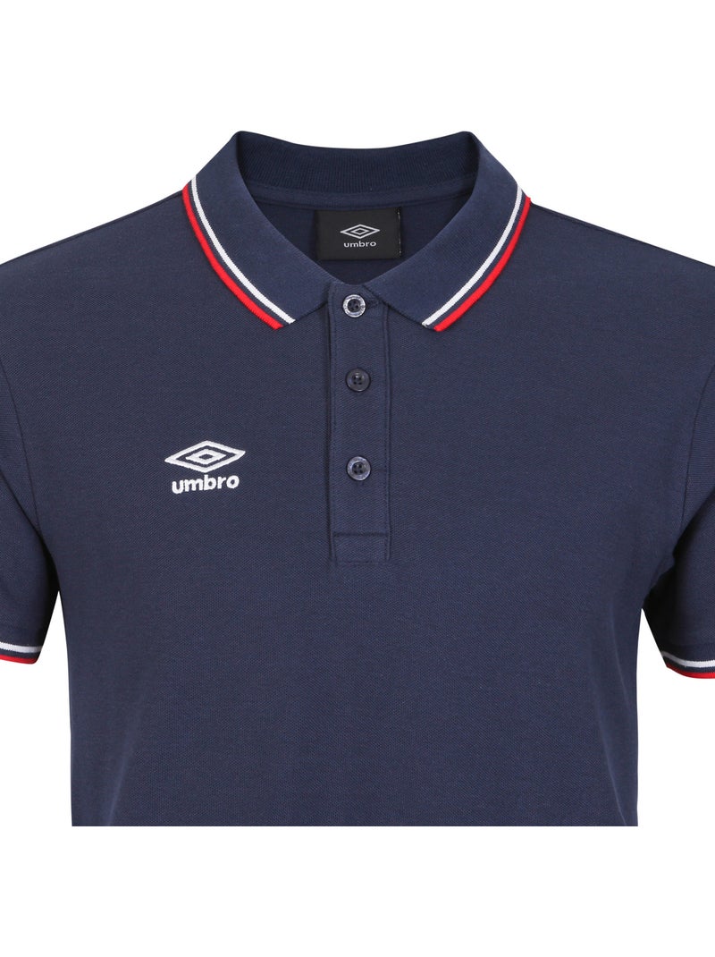 Polo homme bicolore en coton pique avec logo brodé 806450 umbro Bleu - Kiabi