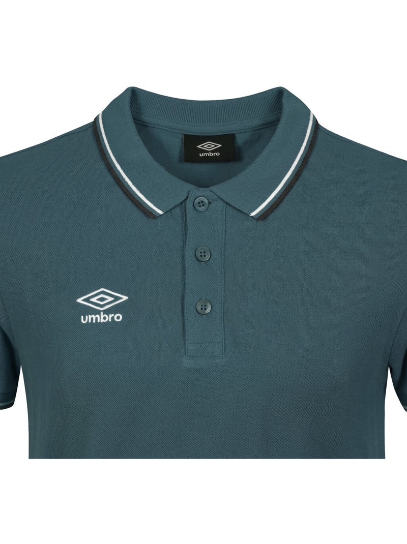 Polo homme bicolore en coton pique avec logo brodé 806450 umbro Bleu - Kiabi