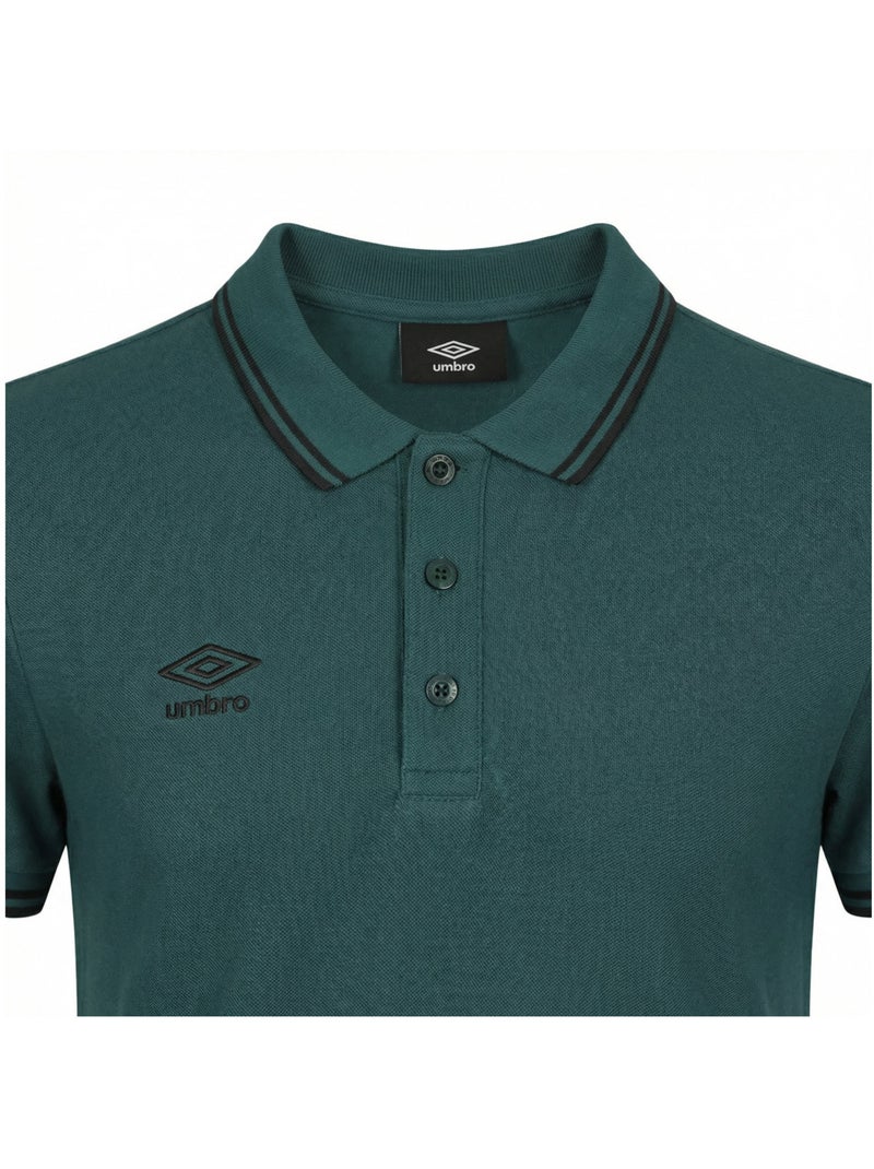 Polo homme bicolore en coton pique avec logo brodé 806450 umbro Vert - Kiabi
