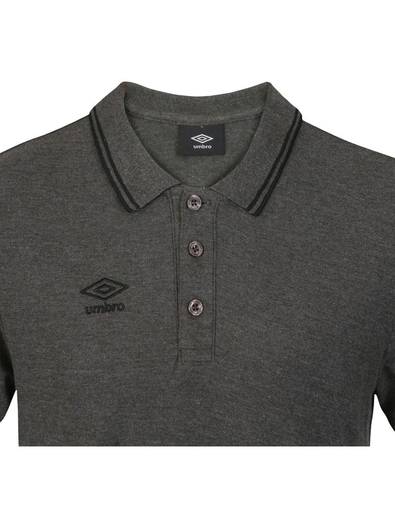 Polo homme bicolore en coton pique avec logo brodé 806451 umbro Gris - Kiabi