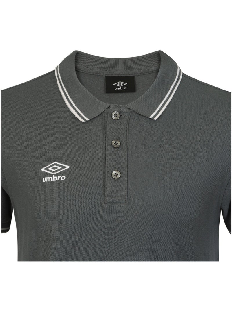 Polo homme bicolore en coton pique avec logo brodé 806451 umbro Gris - Kiabi