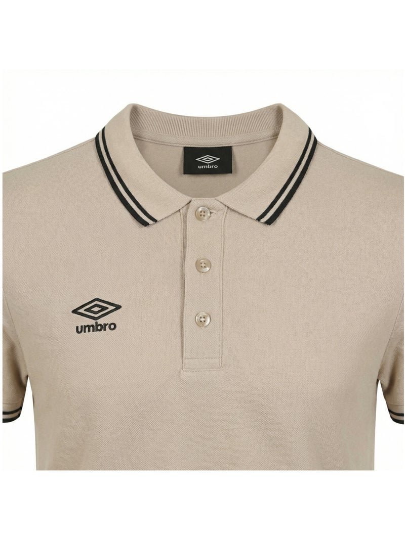 Polo homme bicolore en coton pique avec logo brodé 806451 umbro Marron - Kiabi