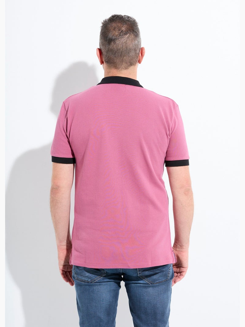 Polo homme col et manches contrastés - AFIBEL Rose foncé - Kiabi
