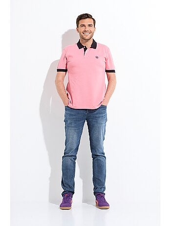 Polo homme col et manches contrastés
