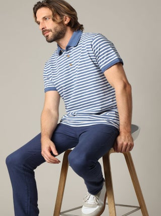 Polo homme coton coupe standard et manches courtes à rayures 'Deeluxe'