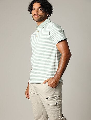 Polo homme coton coupe standard et manches courtes à rayures 'Deeluxe'