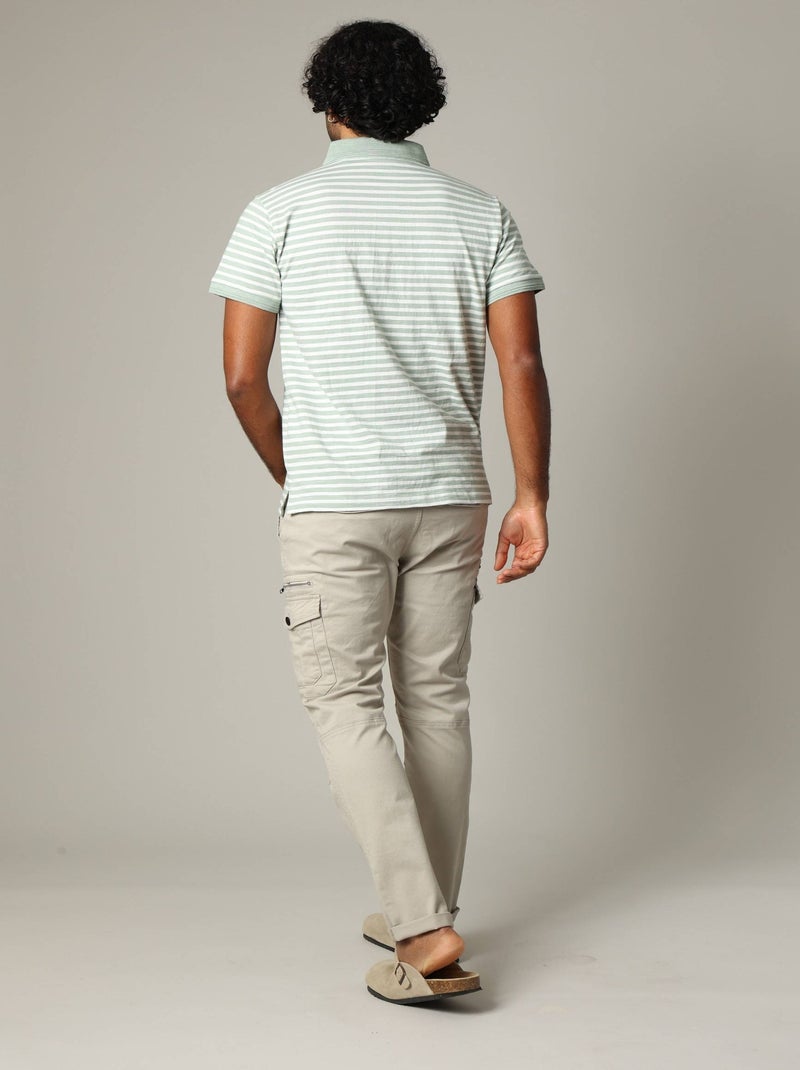 Polo homme coton coupe standard et manches courtes à rayures 'Deeluxe' Vert chèvrefeuille - Kiabi