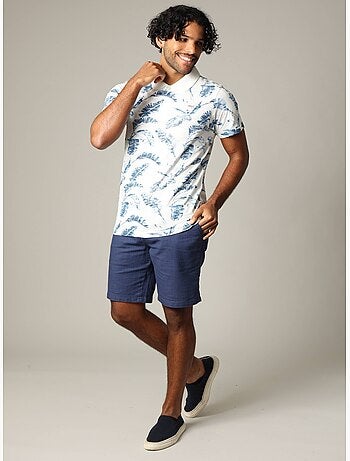 Polo homme DENNIS en coton avec imprimé feuilles 'Deeluxe'