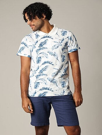 Polo homme DENNIS en coton avec imprimé feuilles 'Deeluxe'