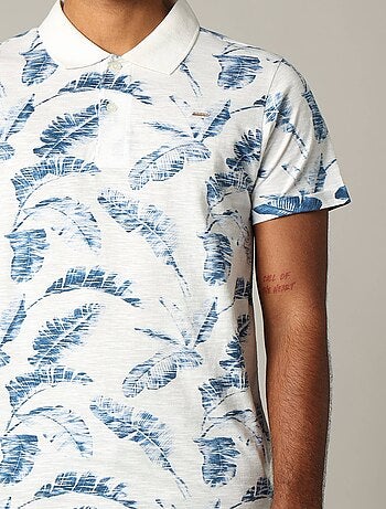 Polo homme DENNIS en coton avec imprimé feuilles 'Deeluxe'