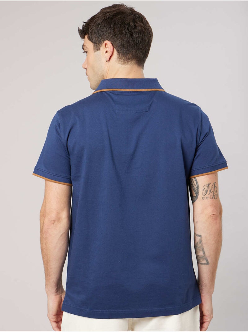 Polo homme en 100% coton 'Deeluxe' Bleu foncé - Kiabi