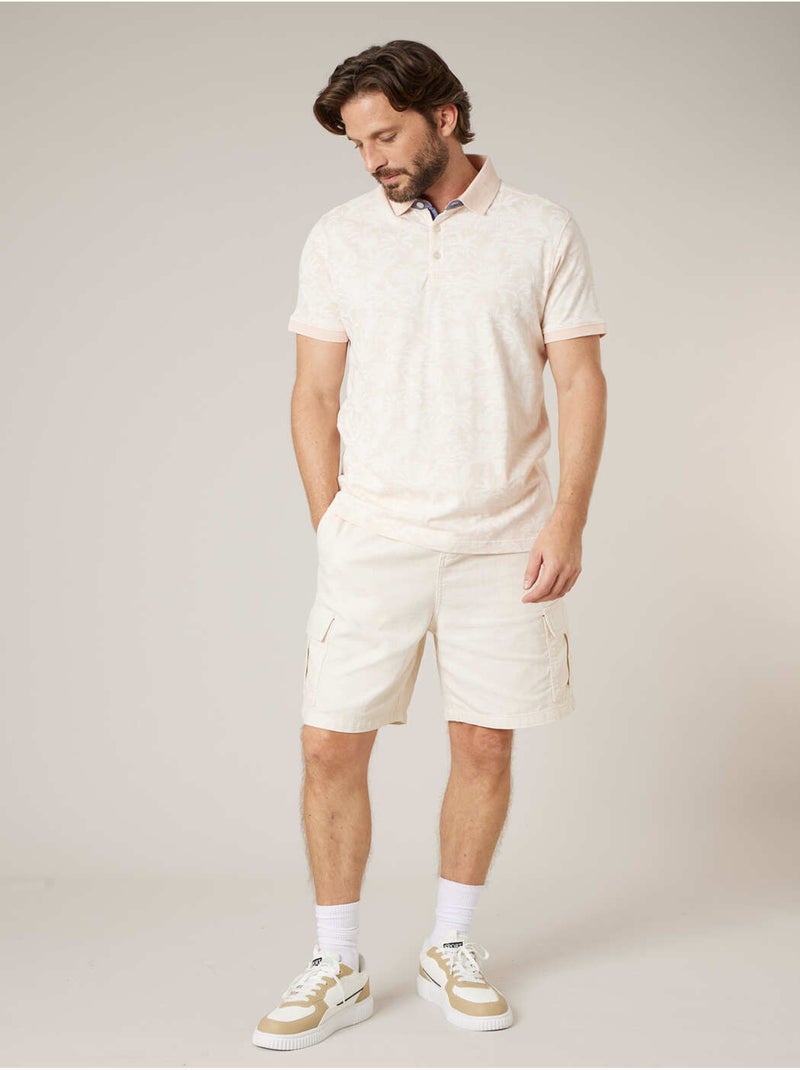 Polo homme en 100% coton effet flammé 'Deeluxe' Peche - Kiabi