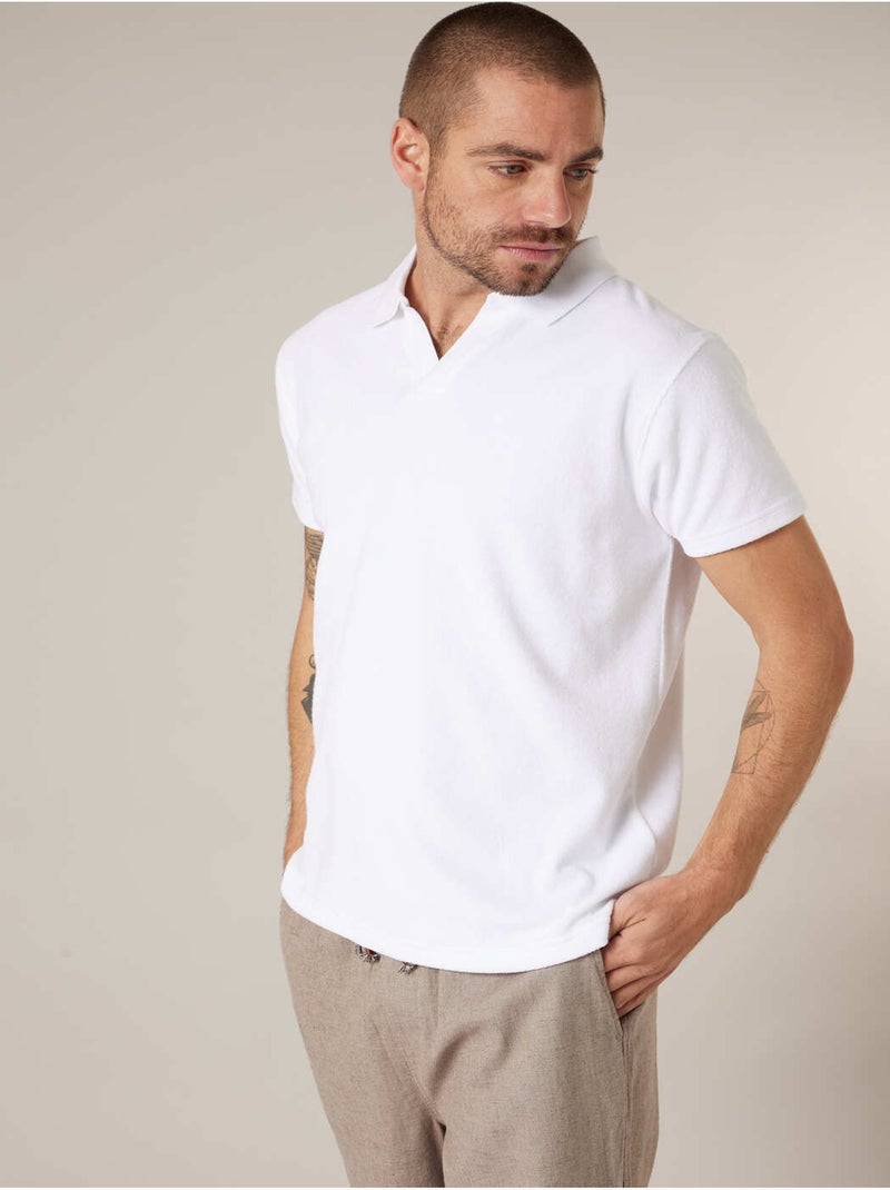 Polo homme en 100% coton éponge 'Deeluxe' Blanc - Kiabi
