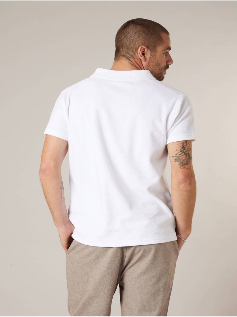 Polo homme en 100% coton éponge 'Deeluxe' Blanc - Kiabi