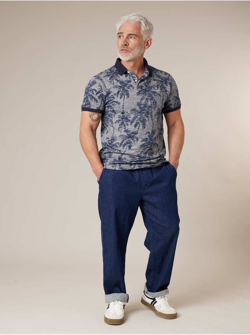 Polo homme en 100% jersey coton 'Deeluxe' Bleu marine - Kiabi