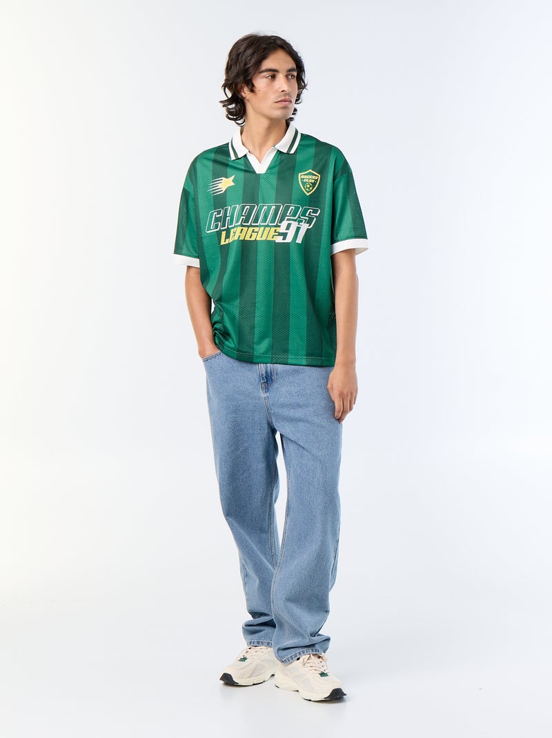 Polo homme en coton à motifs fantaisie Vert - Kiabi
