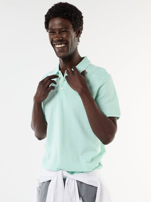 Polo homme en coton avec broderie tropicale - Kiabi
