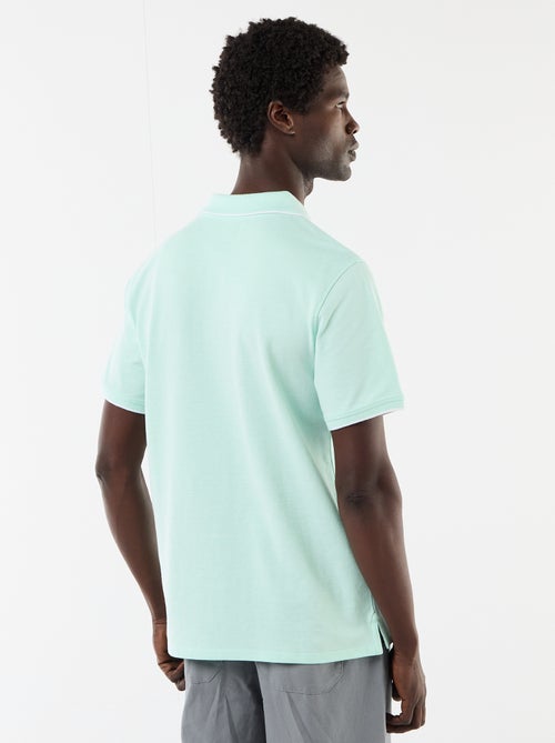 Polo homme en coton avec broderie tropicale - Kiabi