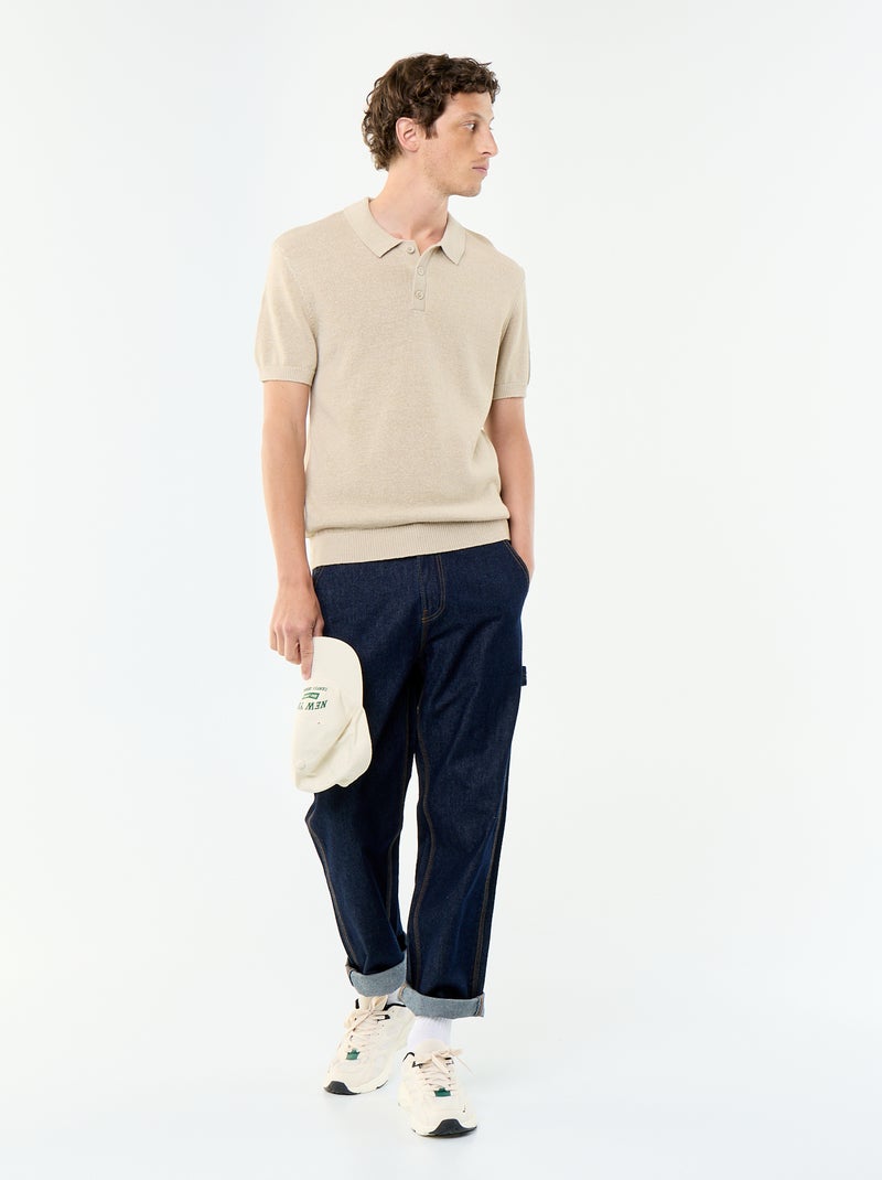 Polo homme en coton Beige - Kiabi