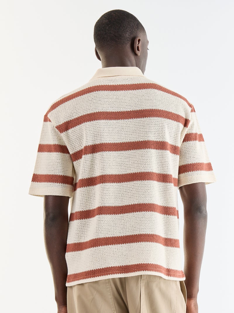 Polo homme en coton fantaisie Beige - Kiabi