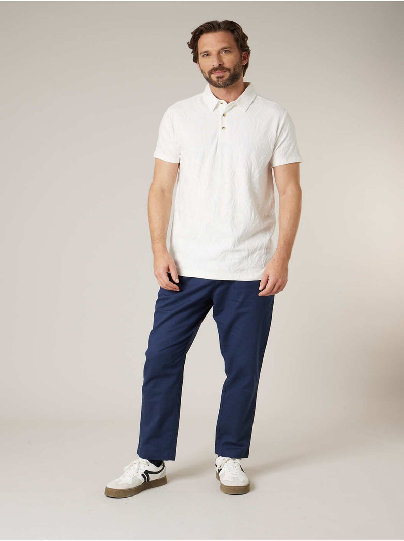 Polo homme en coton stretch 'Deeluxe' Ecru - Kiabi