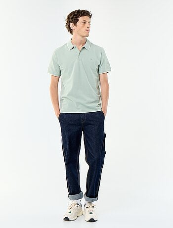 Polo homme en coton mouliné à broderie poitrine