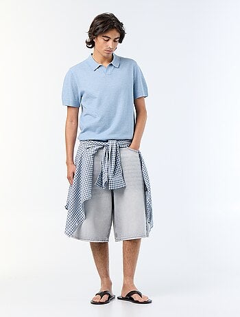 Polo homme en coton uni à manches courtes