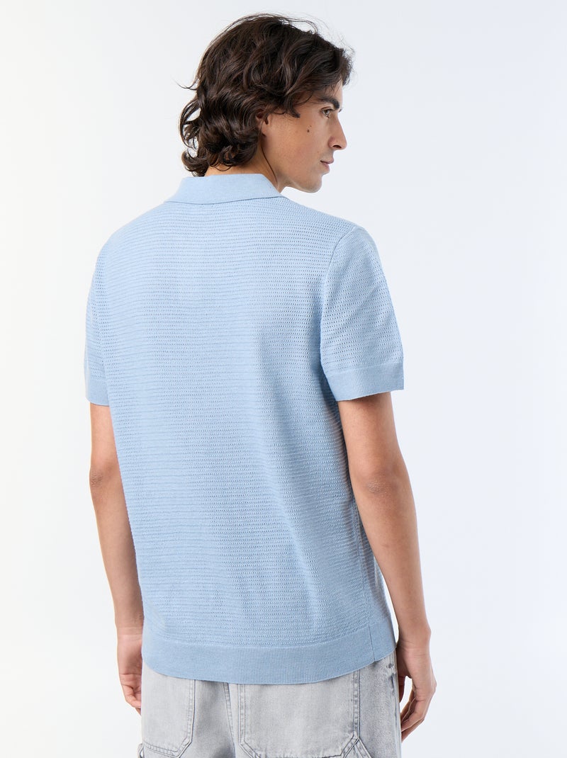 Polo homme en coton uni à manches courtes Bleu - Kiabi