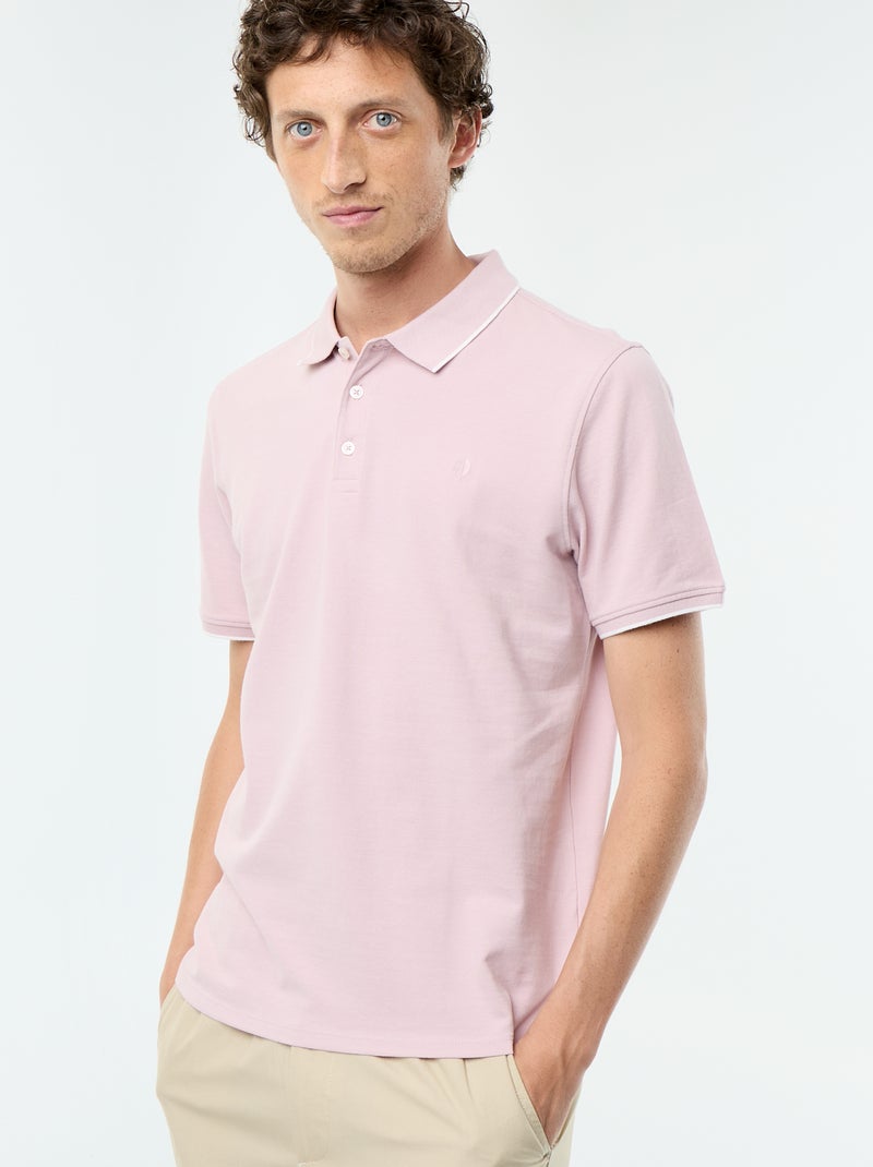 Polo homme en coton uni à manches courtes Violet - Kiabi