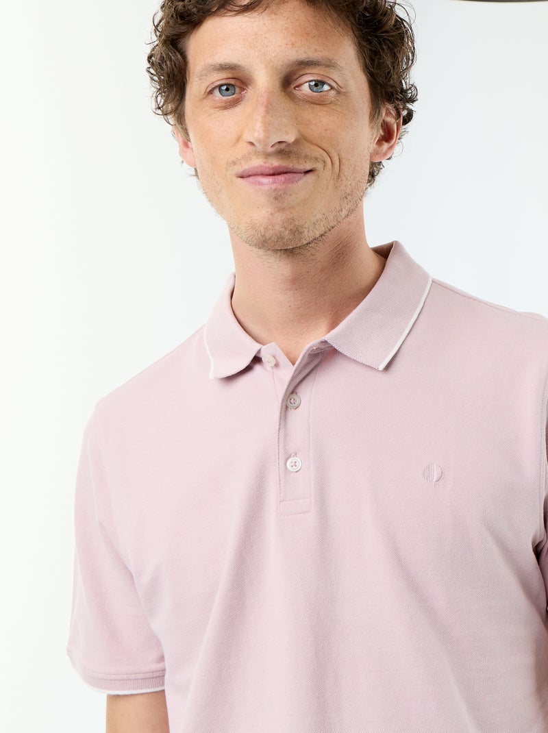 Polo homme en coton uni à manches courtes Violet - Kiabi