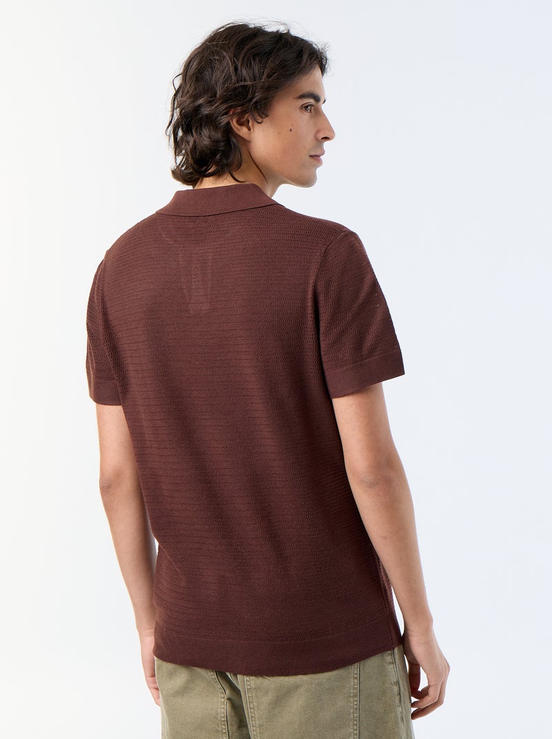 Polo homme en coton uni Marron - Kiabi