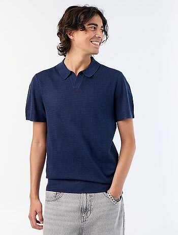Polo homme en coton uni à manches courtes