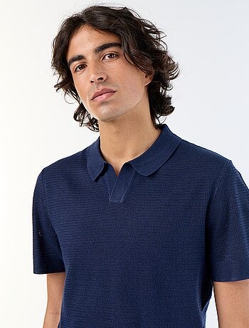 Polo homme en coton uni à manches courtes
