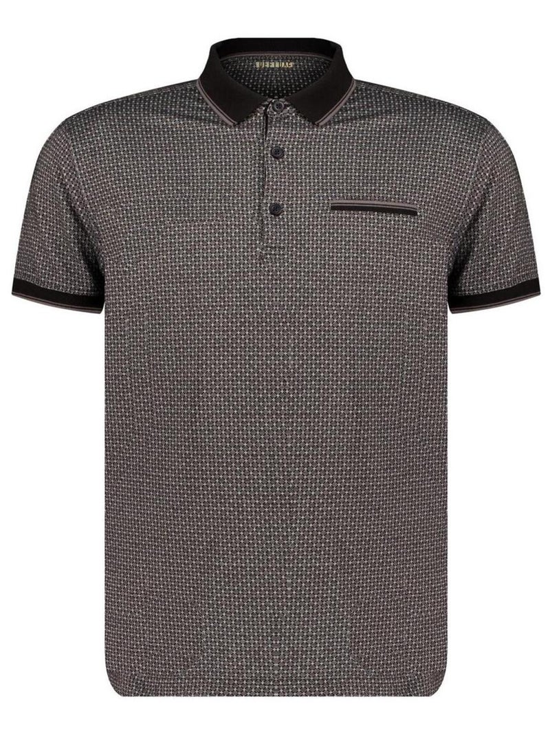 Polo homme en jacquard et motif graphique 'Deeluxe' Noir - Kiabi