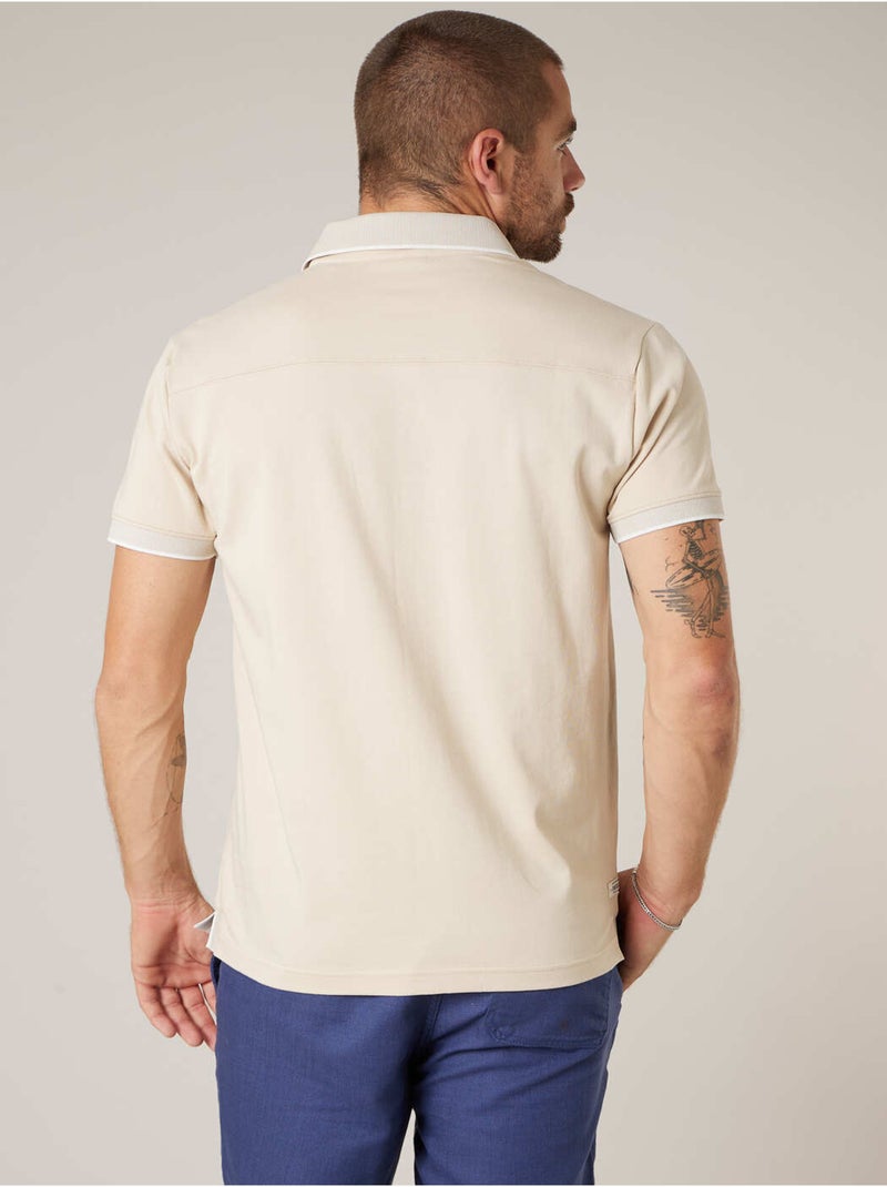 Polo homme en jersey de coton 'Deeluxe' Beige coquille - Kiabi