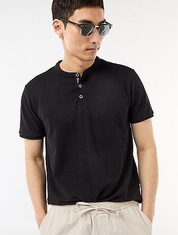 Polo en maille piquée homme à col tunisien