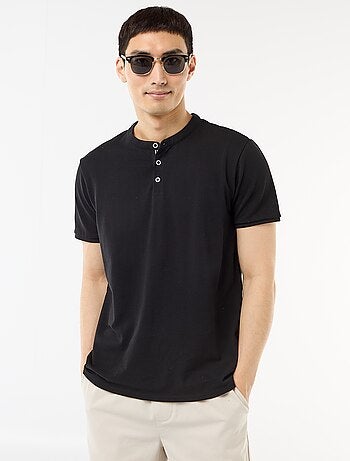 Polo en maille piquée homme à col tunisien
